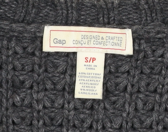 Gap Men’s Grey Waffle-Knit Cotton Blend Crew Neck Jumper Size S