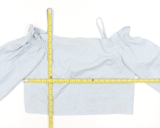 Boohoo Women Blue Off Shoulder Cropped Blouse UK 14