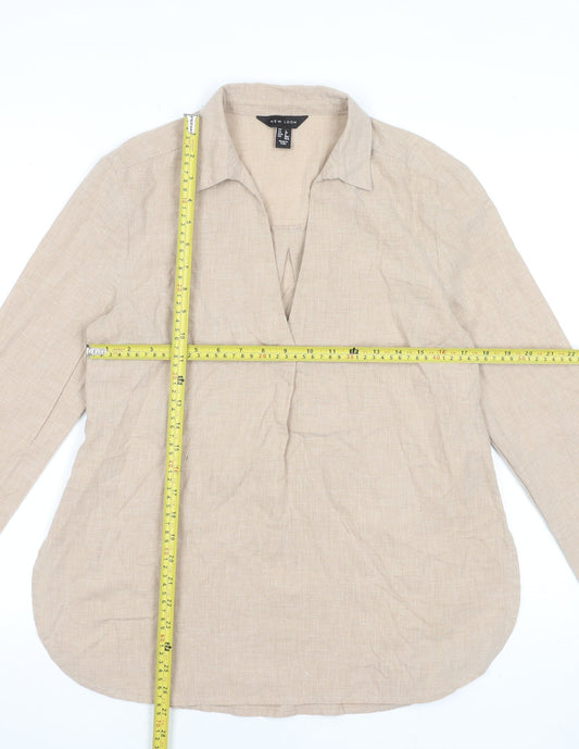 Womens UK Size 8 New Look Beige Tunic Blouse