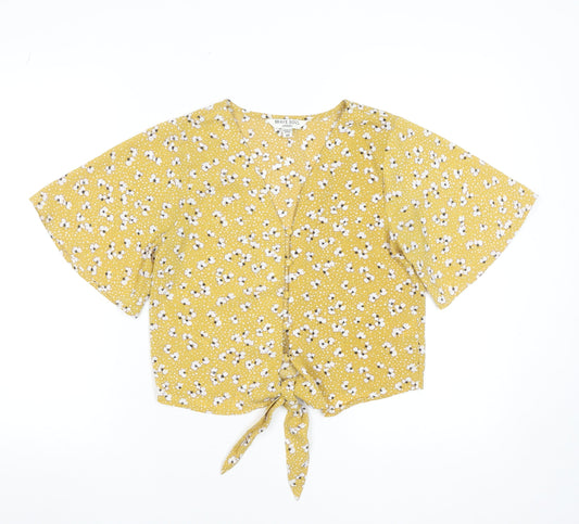 Womens UK Size XS Brave Soul Yellow Cropped Blouse