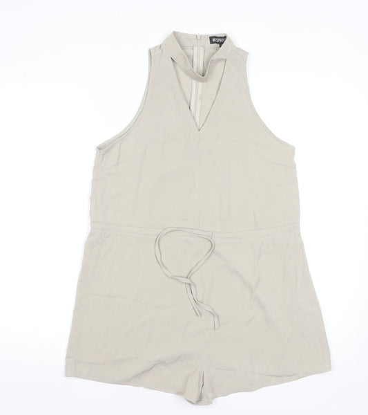 Womens UK Size 10 Misspap One-Piece Beige Playsuit
