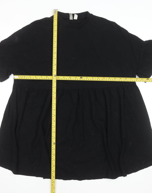ASOS DESIGN Women's Black Cotton Short Sleeve Smock Dress Size 10
