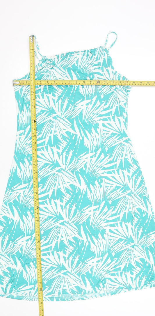 Kaleidoscope Women Green Tropical Print Sleeveless Slip Dress UK 12
