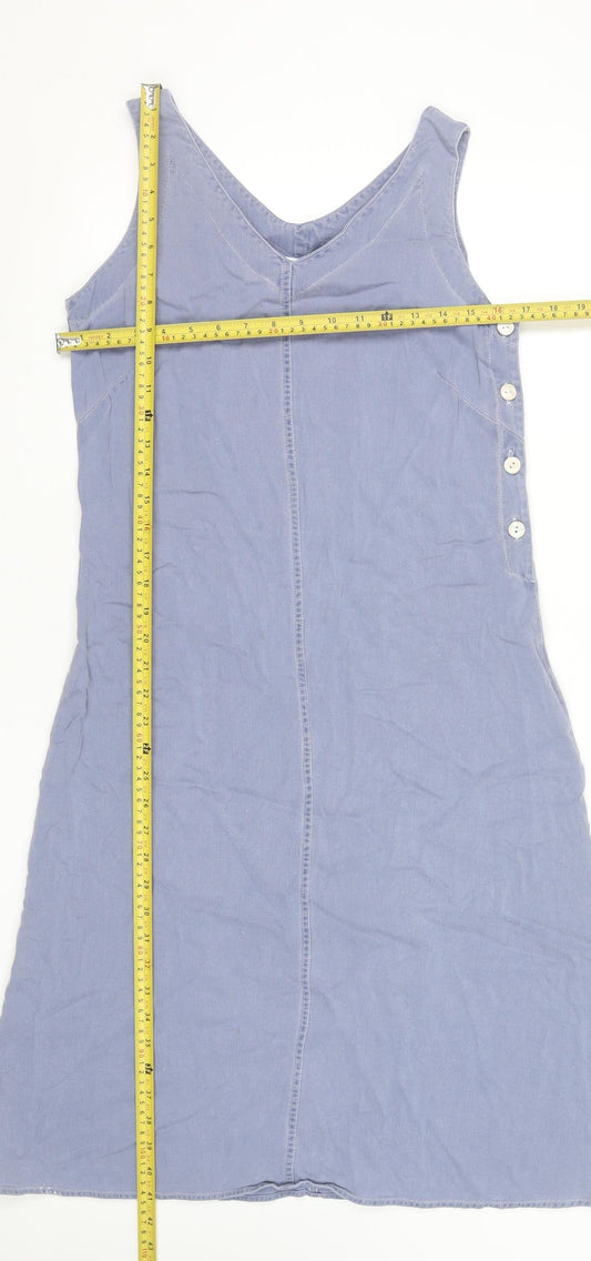 Marks and Spencer Women’s Blue Viscose Sleeveless Shift Dress Size 12