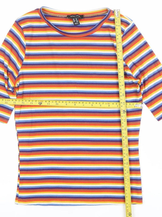 Womens UK Size 14 New Look Multicoloured Basic T-Shirt