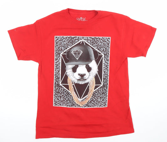Boys UK Size L The Young & Wild Red Basic T-Shirt