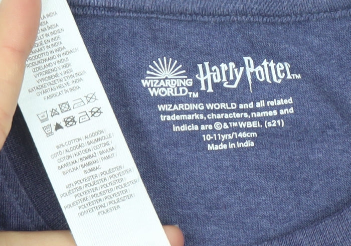 Girls UK Size 10-11 Years Harry Potter Blue Basic T-Shirt