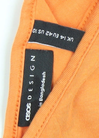 ASOS DESIGN Women's Orange V-Neck Cotton Tank Top Size 14