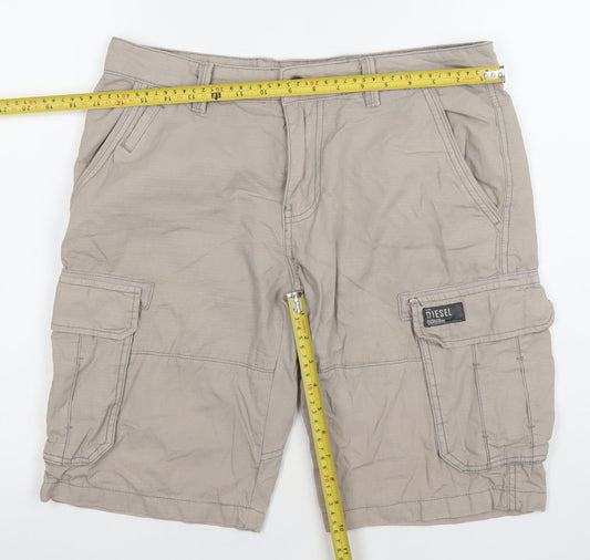 Diesel Men's Beige Cargo Shorts Size 32 Cotton Casual Workwear