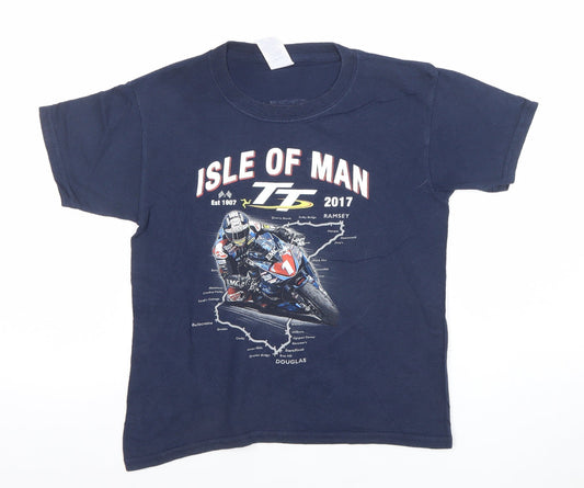 Boys UK Size XS Gildan Blue Basic T-Shirt