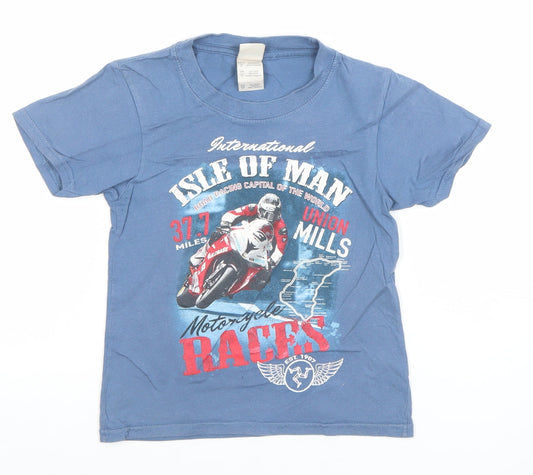 Boys UK Size 3-4 Years Gildan Blue Basic T-Shirt