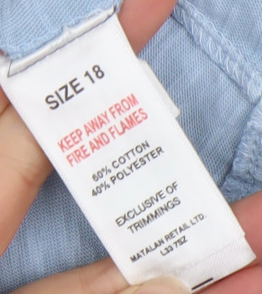 Matalan Womens Blue Ombre Embroidered Tassel Hem Camisole Top Size 18