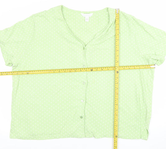 Charter Club Womens Green Polka Dot Cotton Short Sleeve Cardigan 2XL