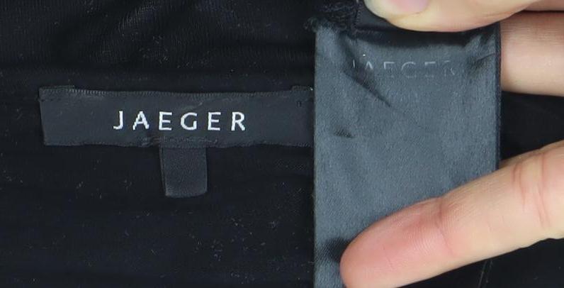 Jaeger Womens Black V-Neck Short Sleeve Cotton T-Shirt M