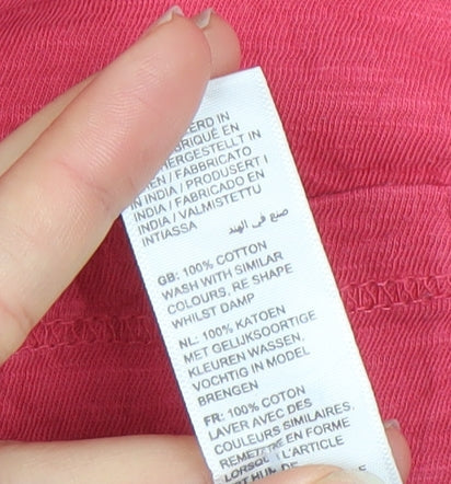 FatFace Women's Pink Organic Cotton V-Neck T-Shirt Size 8