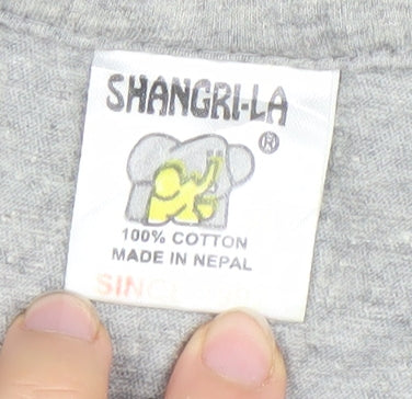 Shangri-La Men's Grey Rasta Embroidered Cotton T-Shirt L