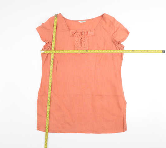 Marks and Spencer Women’s Orange Linen Shift Dress Size 18 Short Sleeve