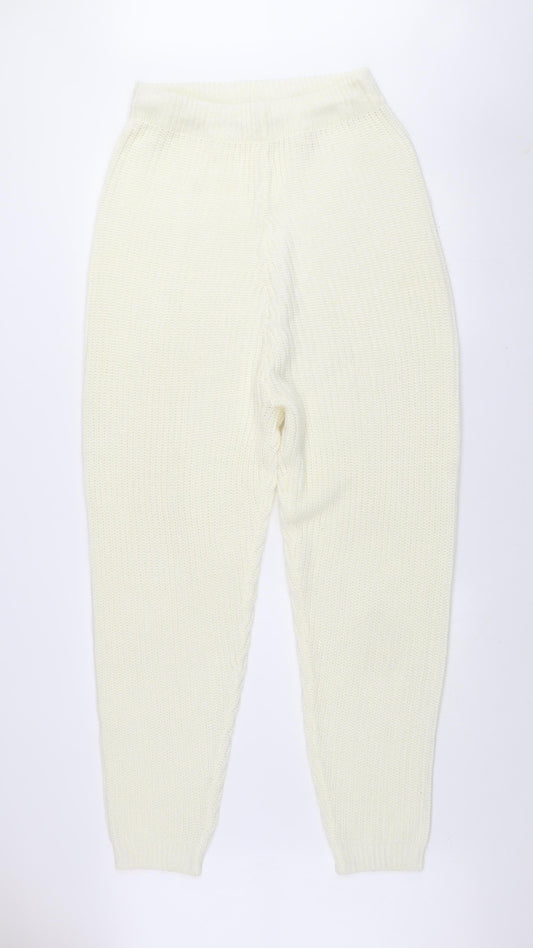 Womens UK Size 14 Misspap Regular Fit Jogger Ivory Trousers
