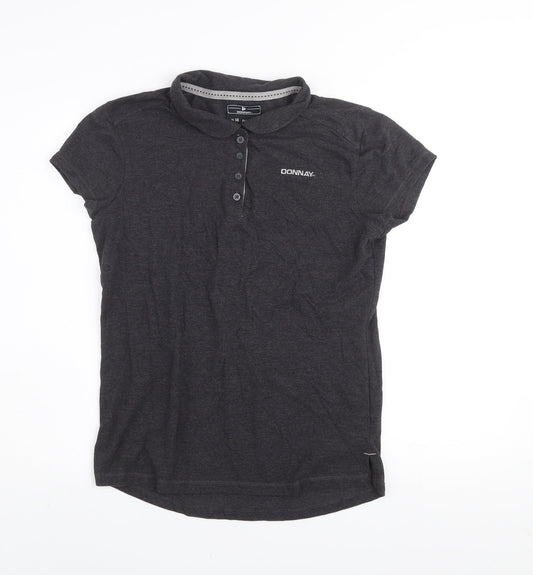Womens UK Size 14 Donnay Black Basic Polo