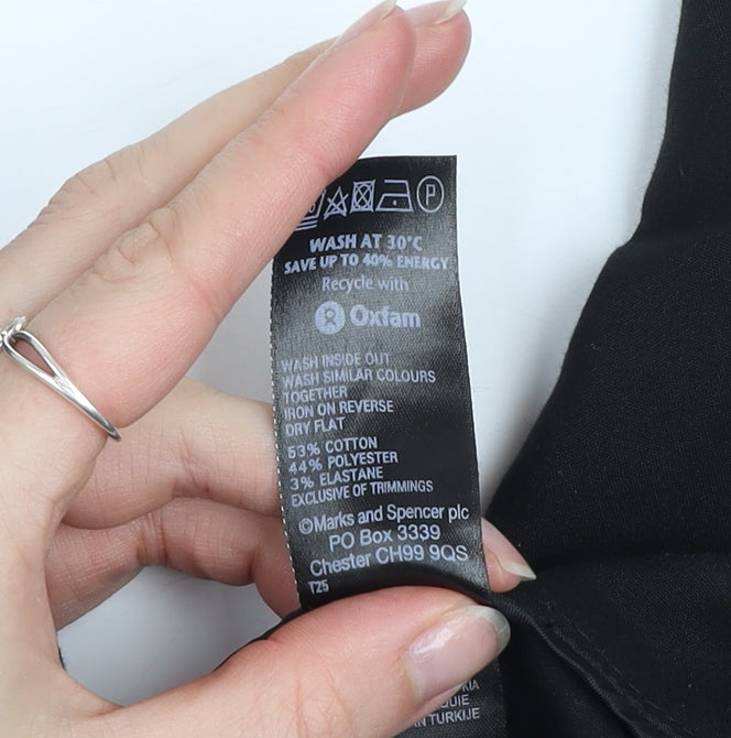 Marks and Spencer Women Black Size 10 Ankle Tapered Slim Trousers