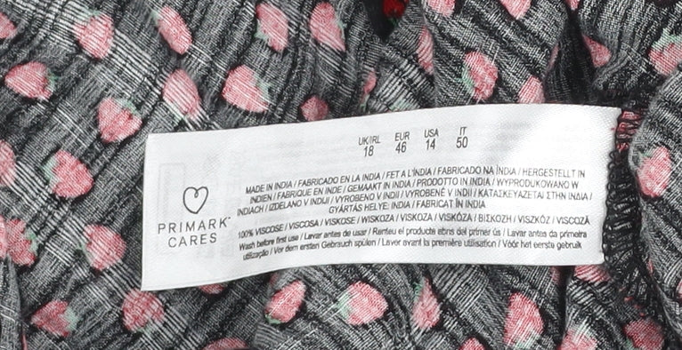 Primark Women's Black Floral Viscose A-Line Skirt Size 18