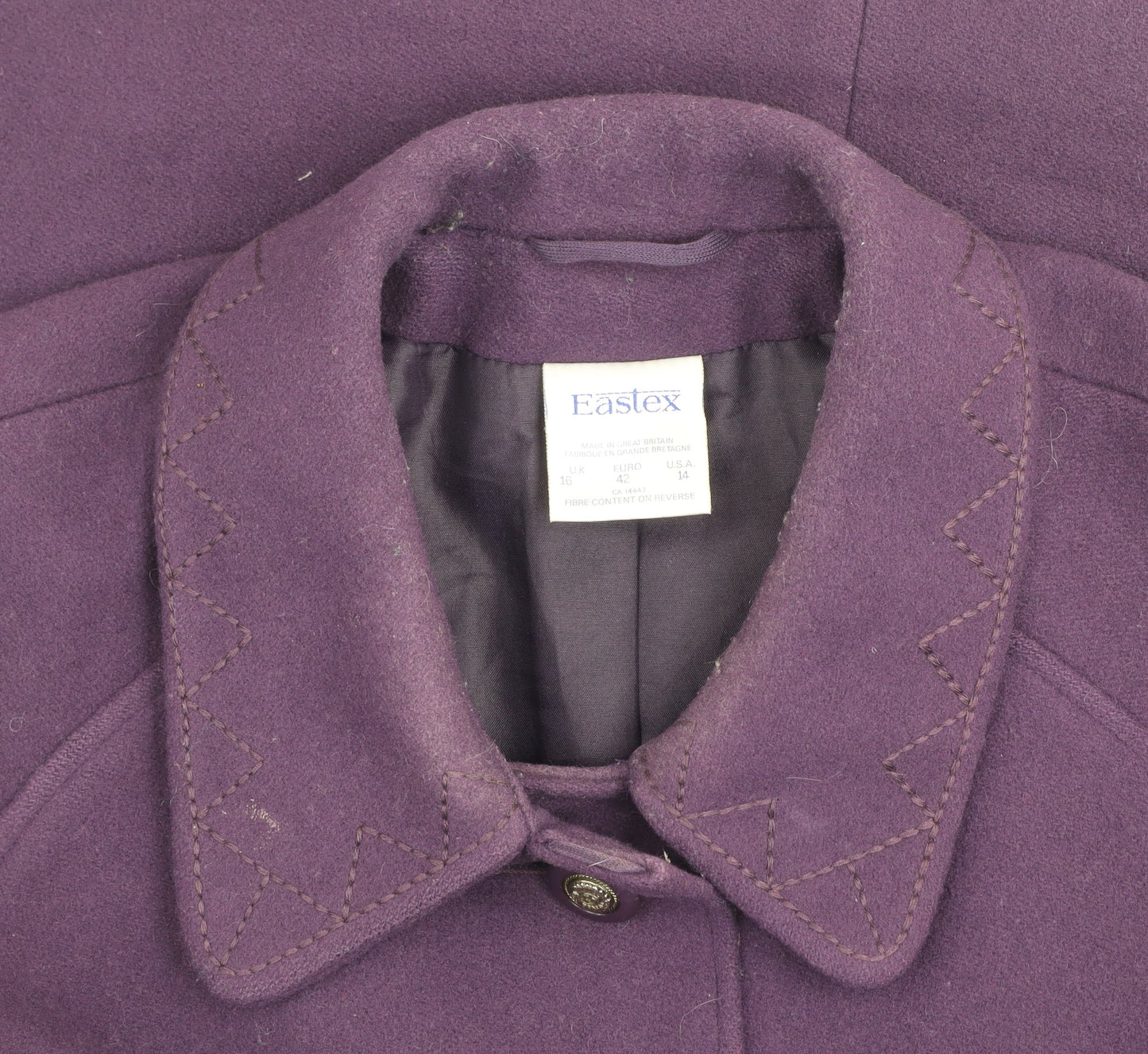 Womens UK Size 16 Eastex Purple Overcoat