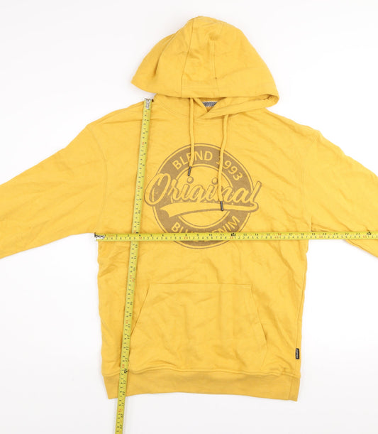 Mens UK Size M Blend Yellow Pullover Hoodie