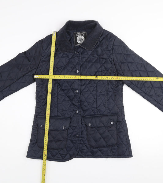Womens UK Size 10 Miss 21 Blue Quilted Coat