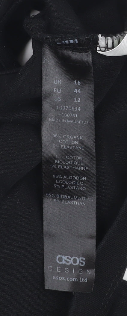 ASOS DESIGN Women’s Black Cropped Tank Top Size 16 Cotton Stretch