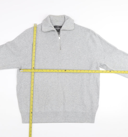 Marks and Spencer Men’s Grey XL Cotton Blend 1/2 Zip Jumper
