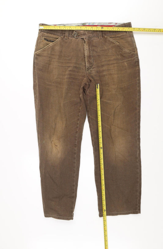 Meyer Men's Brown Chicago Chino Trousers Size 36/32 Cotton Blend