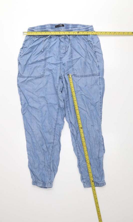 Womens UK Size M Dunnes Relaxed Fit Cropped Blue Jeans