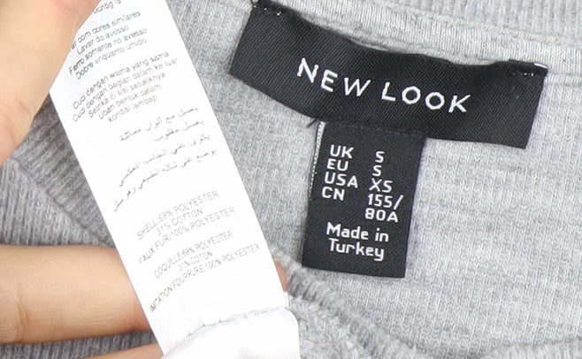 Womens UK Size S New Look Grey Pullover Sweatshirt
