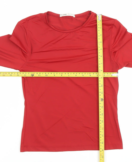 Womens UK Size M Pull&Bear Red Basic T-Shirt