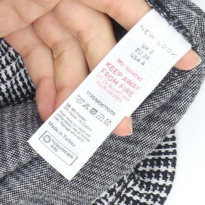 New Look Women's Grey Check Paperbag Trousers Size 8