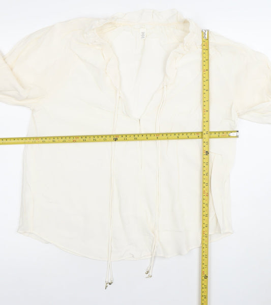 Womens UK Size XS H&M Ivory Tunic Blouse