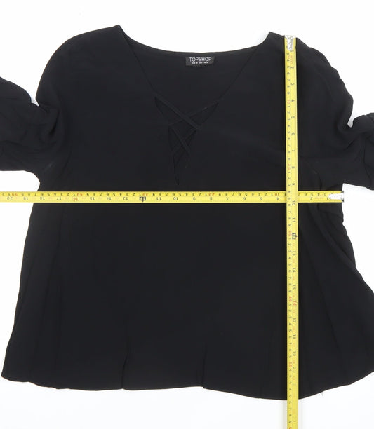 Womens UK Size 10 Topshop Black Tunic Blouse