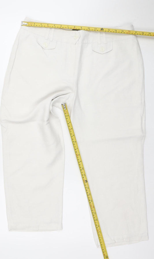 Next Women’s White Linen Cotton Chino Trousers Size 14