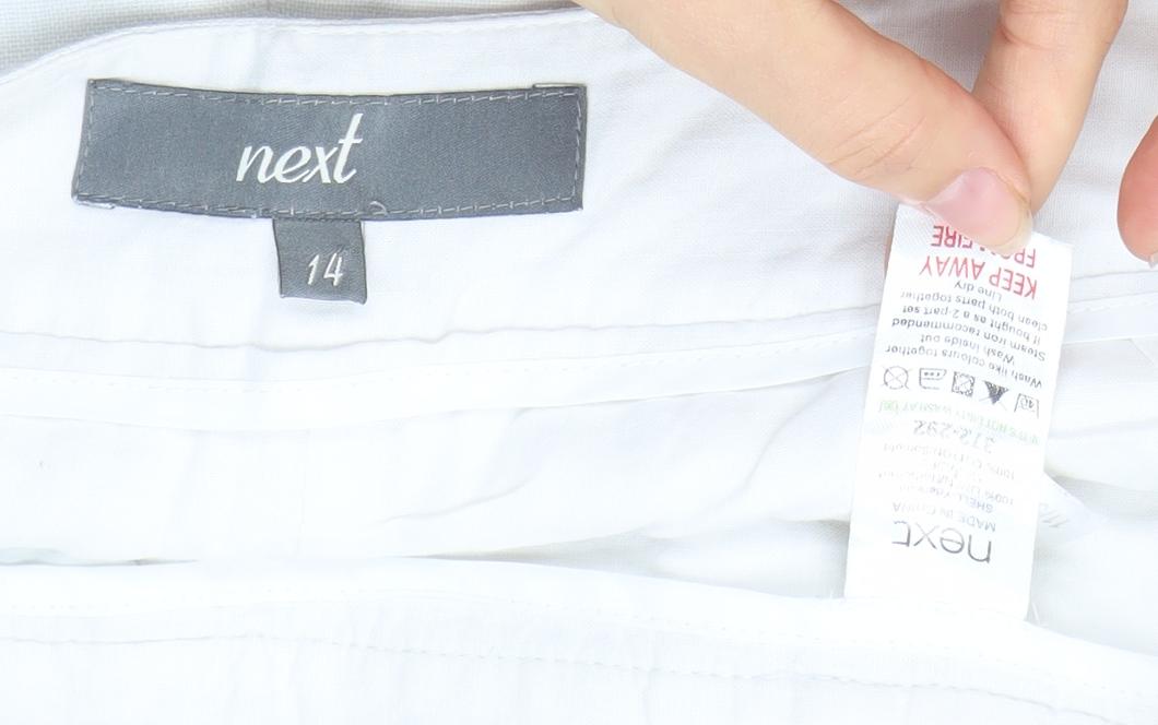 Next Women’s White Linen Cotton Chino Trousers Size 14