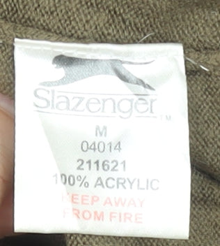 Slazenger Men's Green V-Neck Acrylic Jumper Size M Casual Knitwear