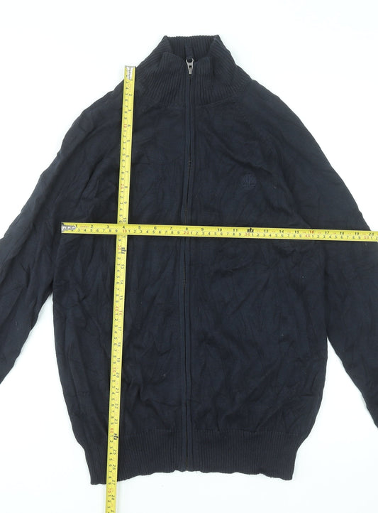 Timberland Men's Black Full Zip Cotton Jumper Regular Fit S