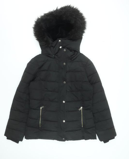 Womens UK Size 12 Stradivarius Black Puffer Jacket