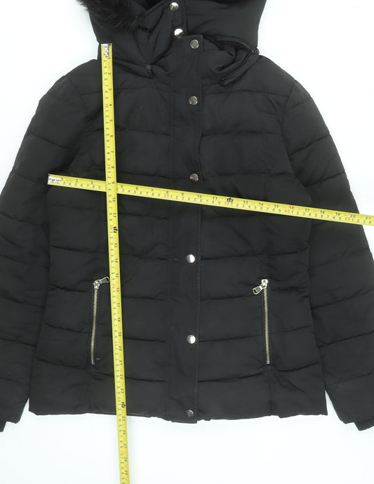 Womens UK Size 12 Stradivarius Black Puffer Jacket