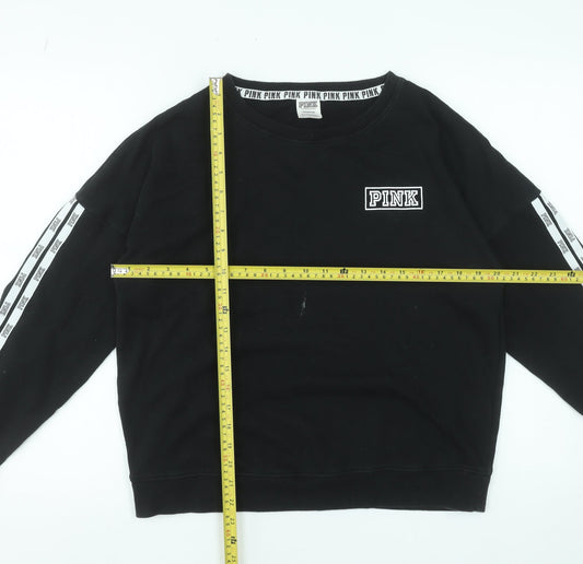 Womens UK Size S Victoria's Secret PINK Black Pullover Sweatshirt
