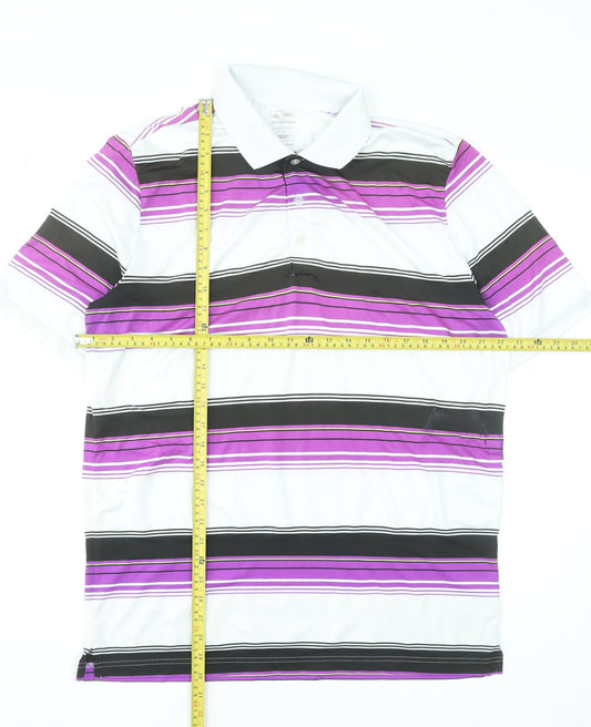 Adidas Men’s Multicoloured Striped Puremotion Polo Shirt Size L