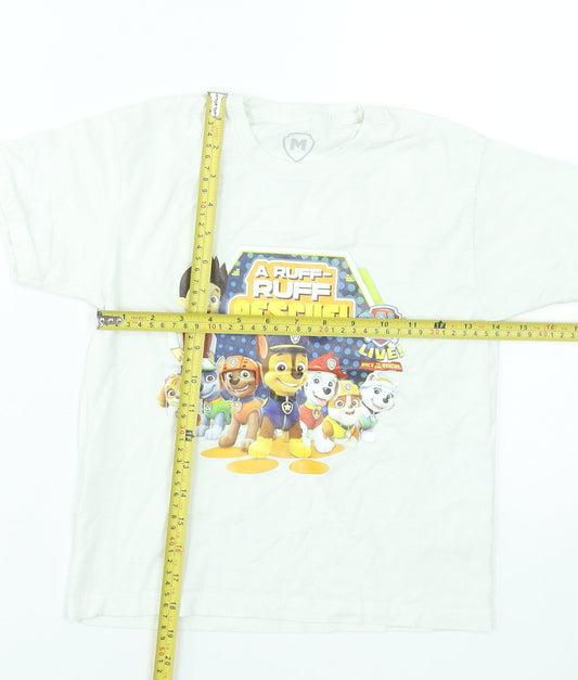 Boys UK Size 7-8 Years Paw Patrol White Basic T-Shirt