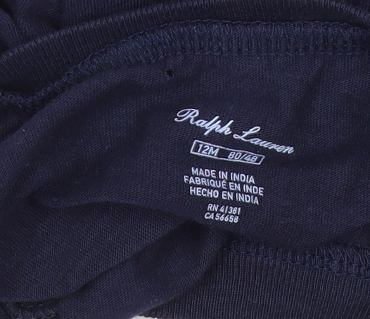 Ralph Lauren Blue Cotton Short Sleeve T-Shirt 12 Months Unisex Baby
