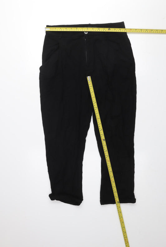Womens UK Size M Zara Regular Fit Cropped Black Trousers