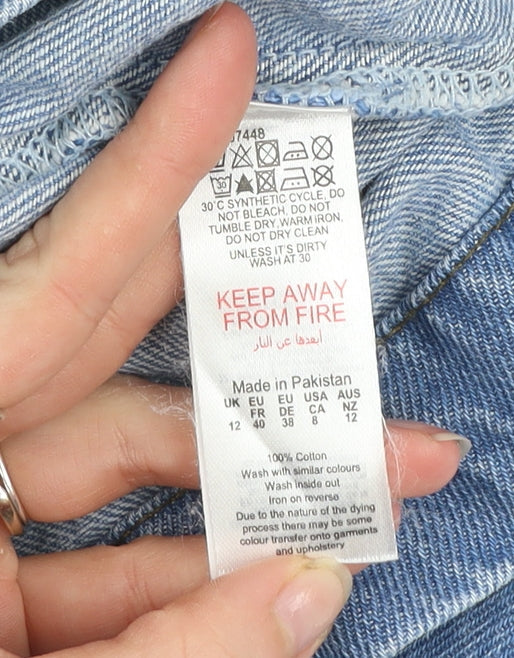 PrettyLittleThing Women's Blue Cropped Denim Button-Up Shirt Size 12