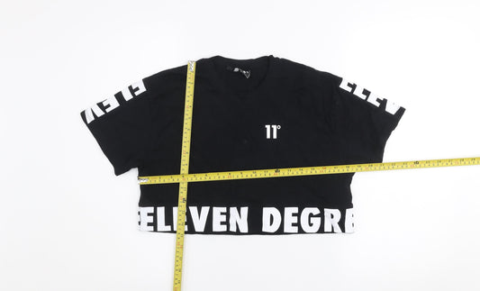 Womens UK Size 6 11 degrees Black Cropped T-Shirt